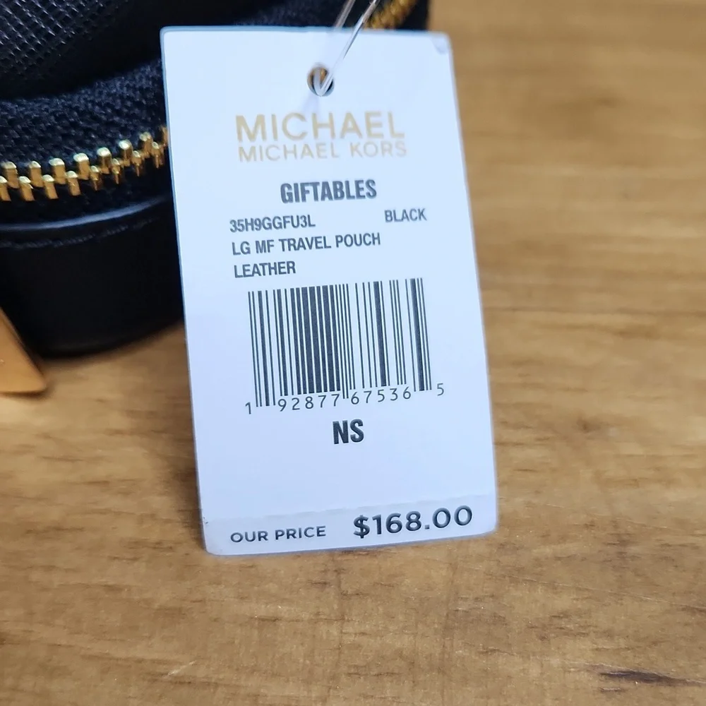 Michael Michael Kors Black Leather Travel/Cosmetic Pouch NWT
